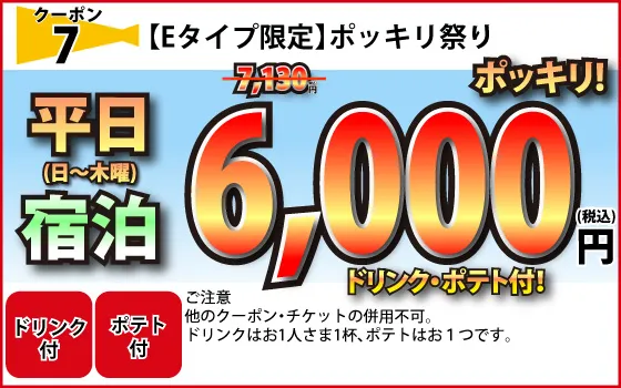 Eタイプ日～木宿泊6,000円